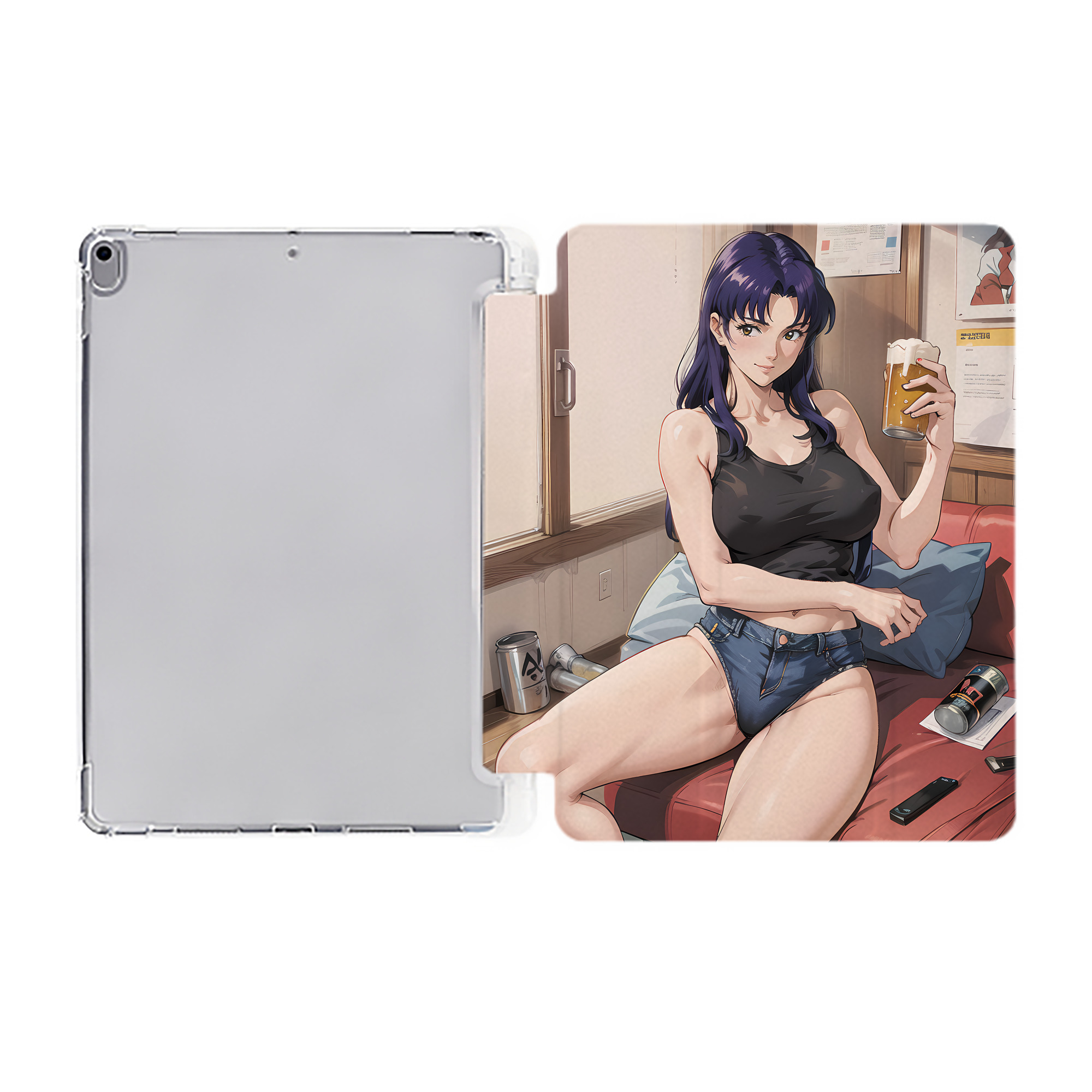 （画像用） EVA 新世紀エヴァンゲリオン IPad ケース ペン収納付き 三つ折りスタンド PUレザー×シリコン 対応機種9.5/10.5/10.9インチ